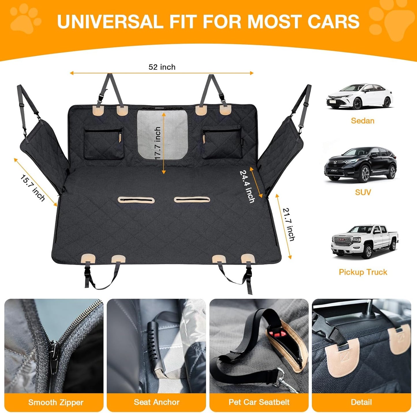 Hard Bottam Dog Car Sear Protector